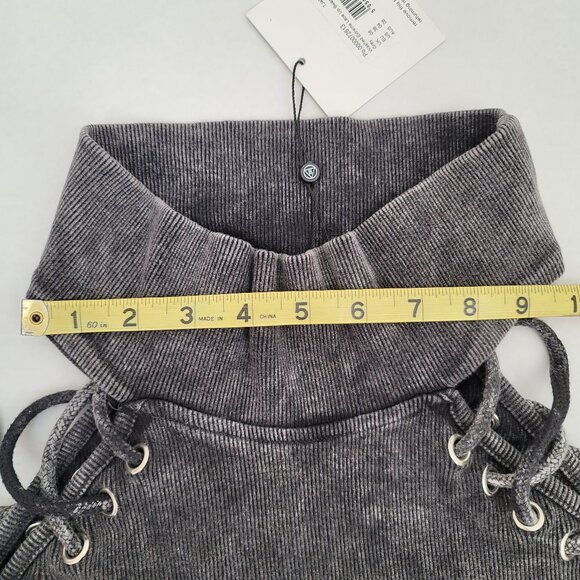 Missguided Women's Gray Washed Extreme Lace Up Turtleneck Sweatshirt Size US 4 - Picture 16 of 16